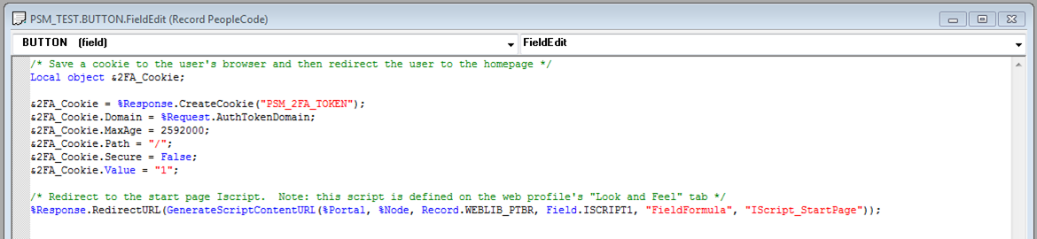 Field Edit PeopleCode Behind the Button