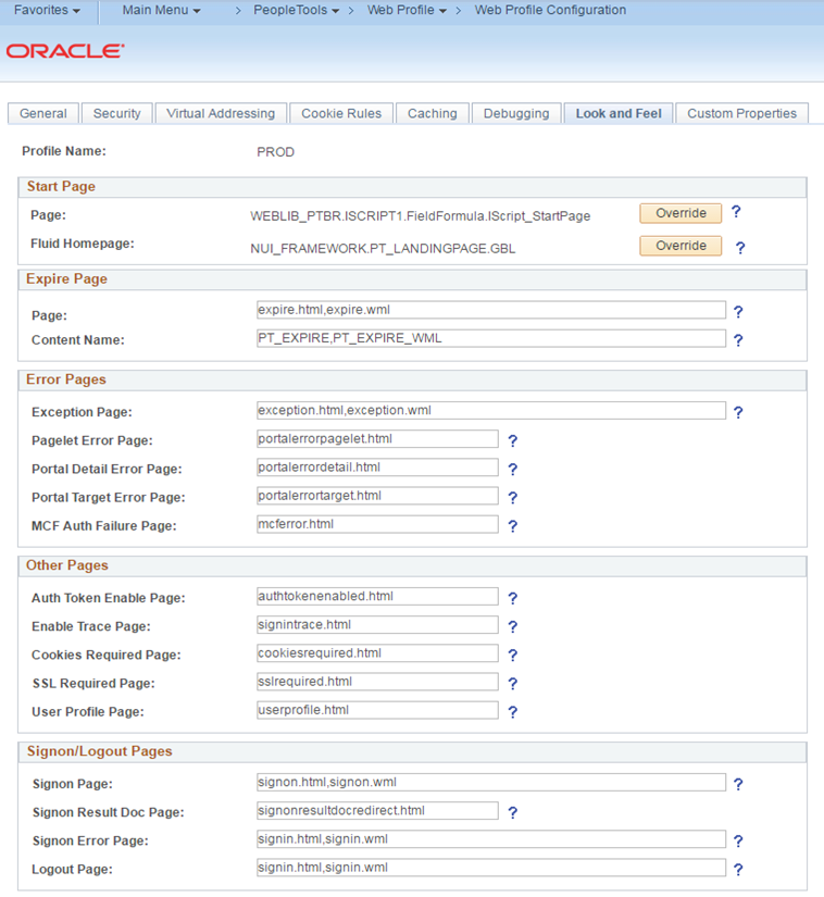 Web Profile Configuration