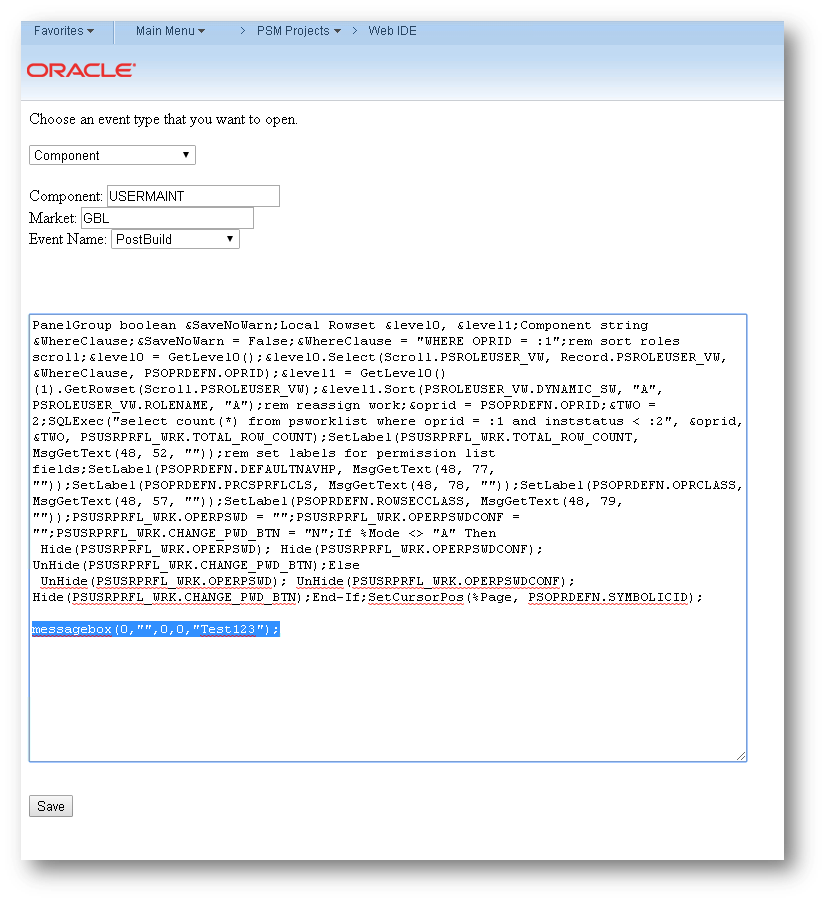 Edit PeopleCode