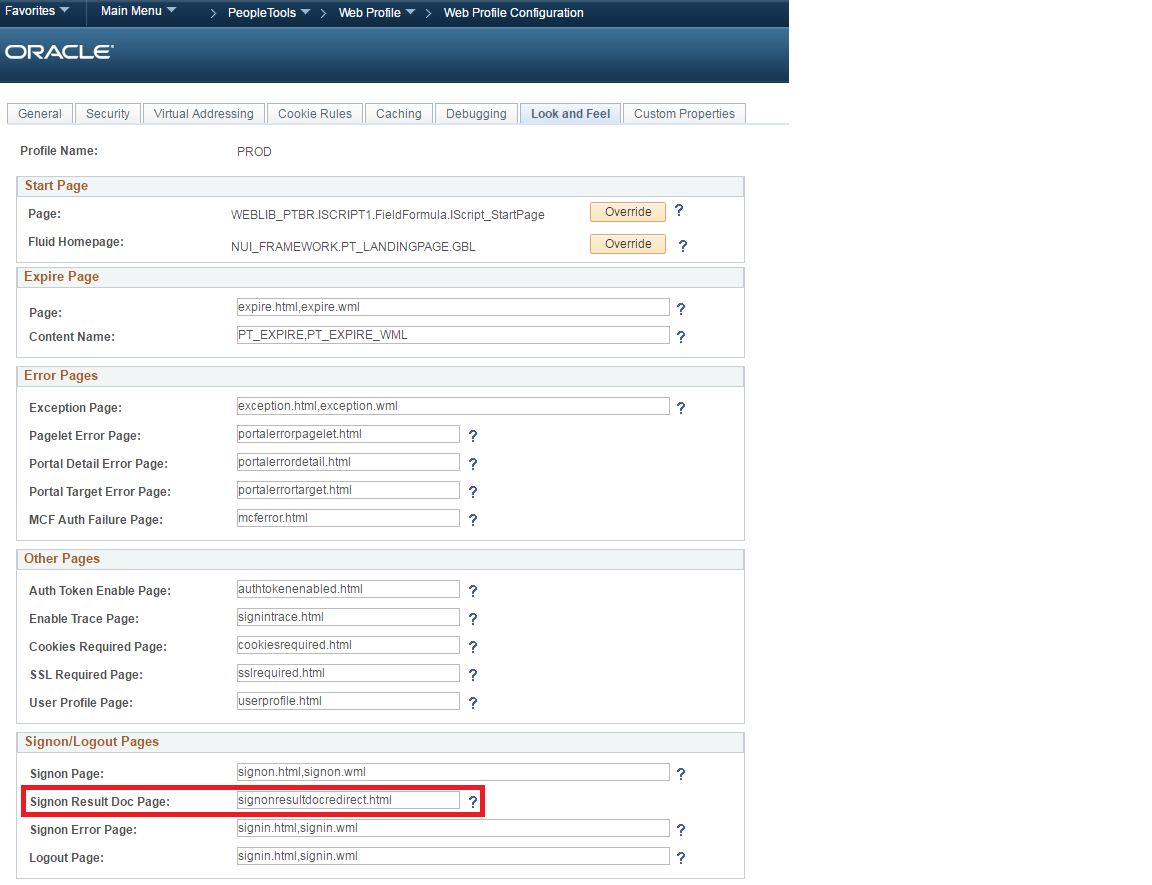 Web Profile Configuration
